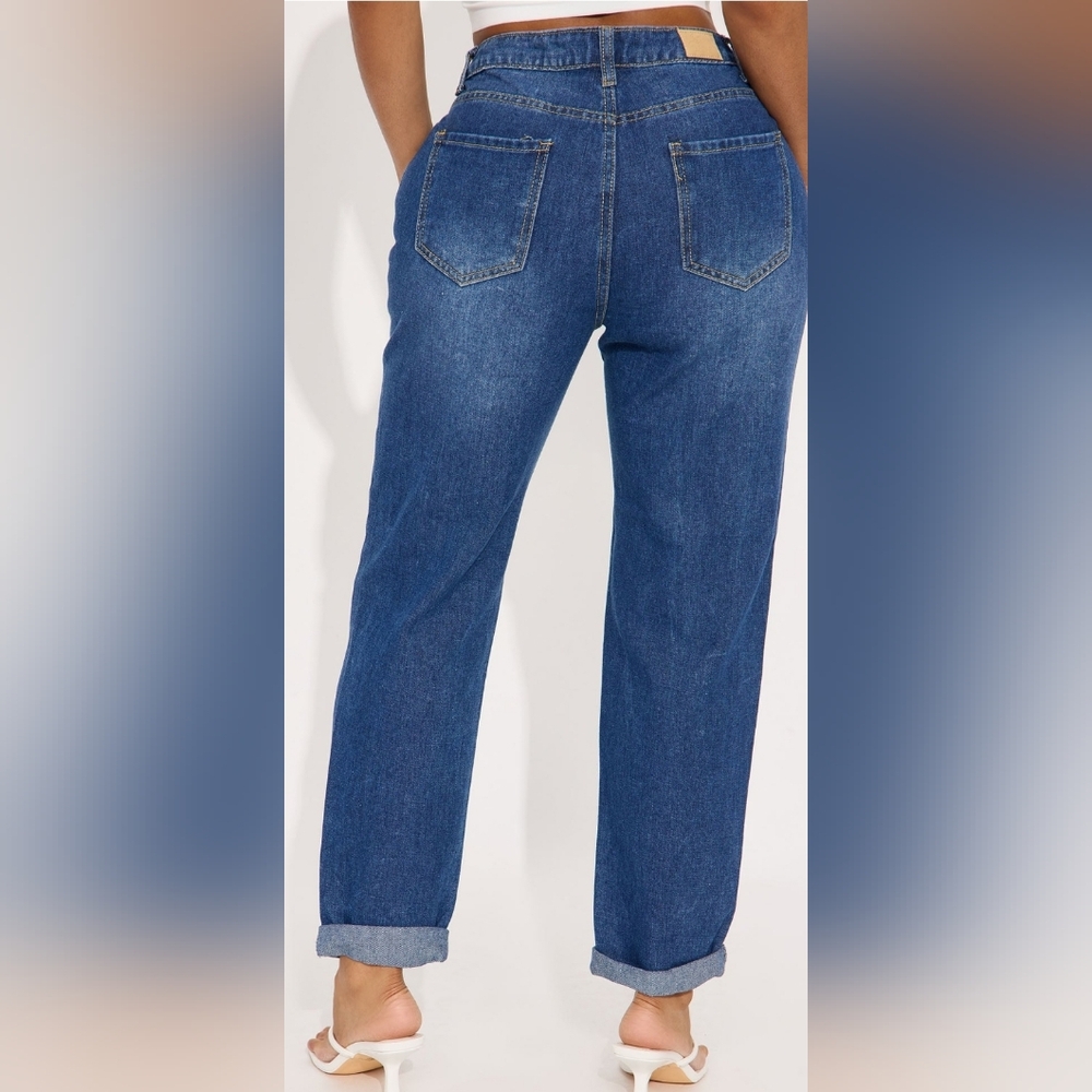 Fashion Nova Camilla Destroyed Straight Leg Jean Medium Wash